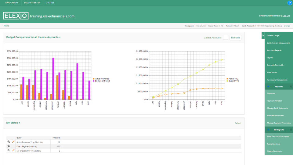 screenshot of Elexio Church Accounting